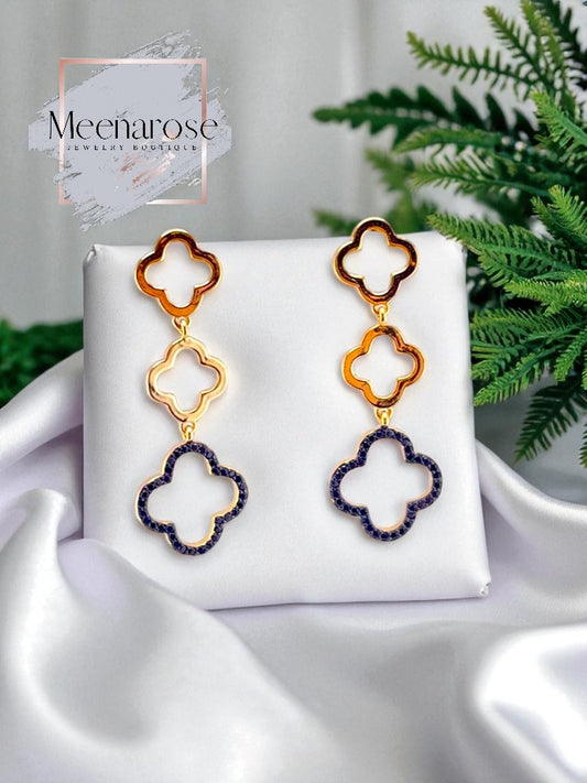 Open Clover Triple Drop Earrings