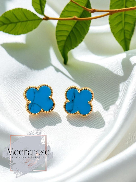 Blue Clover Studs Earrings