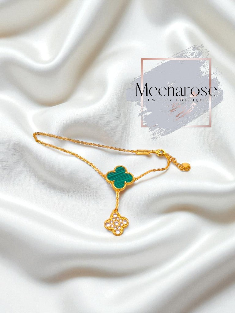 Anklet – Clover & Crystal Drop