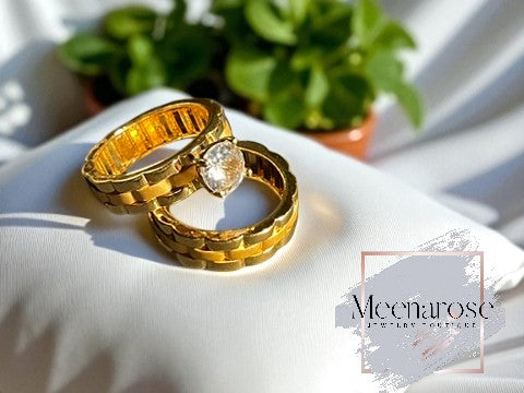 Crystal Stone Twin Ring