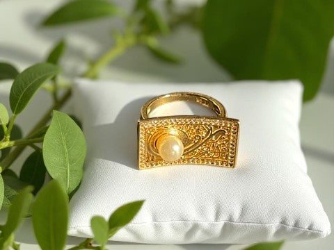 Islamic Pearl Rectangular Ring