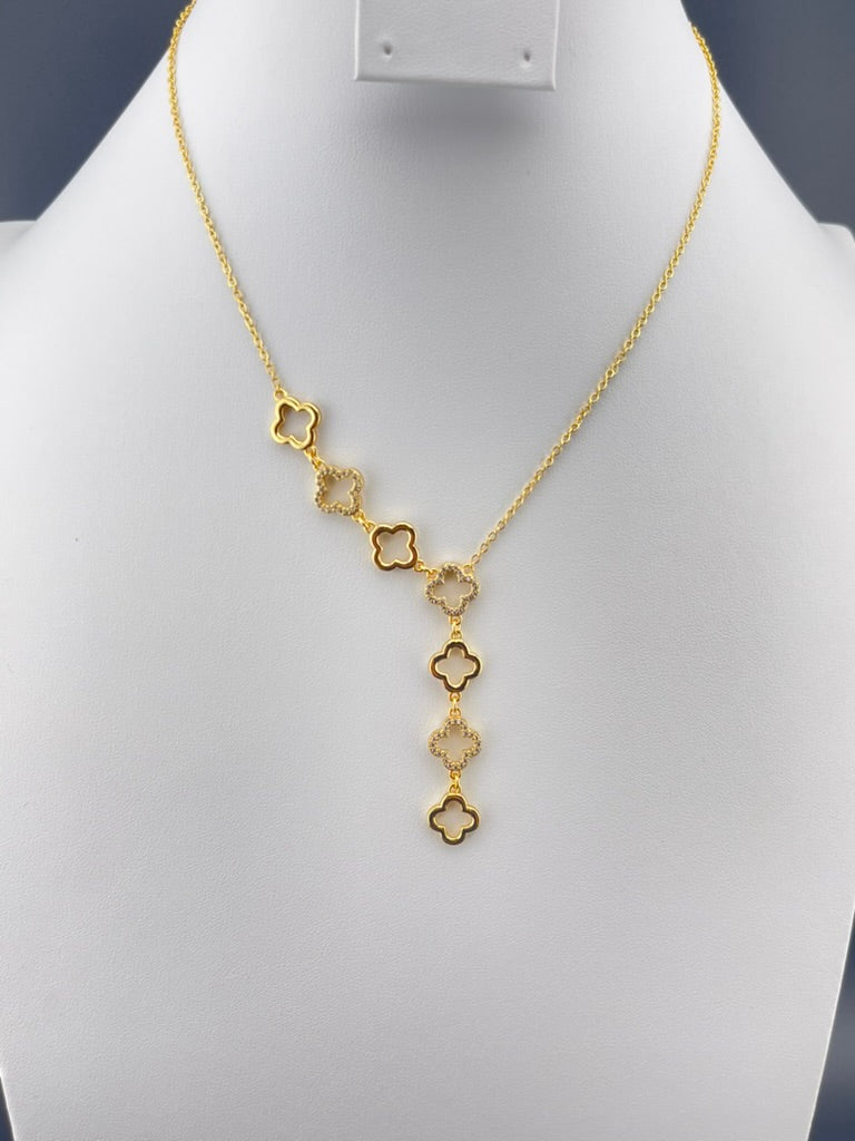 Clear Crystal Engraved Flower Necklace