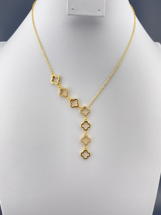 Clear Crystal Engraved Flower Necklace