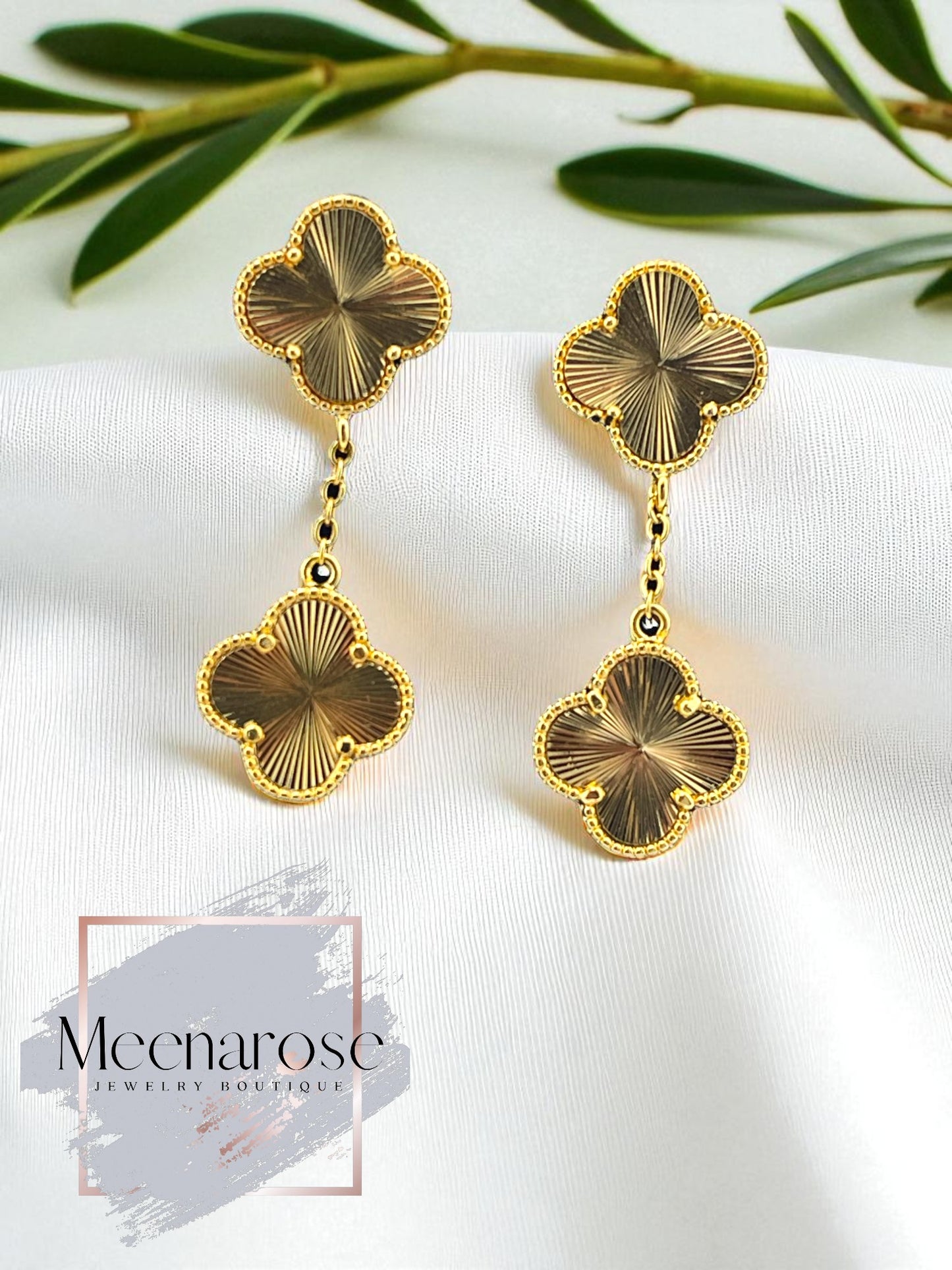 Gold Dual Clover Earrings