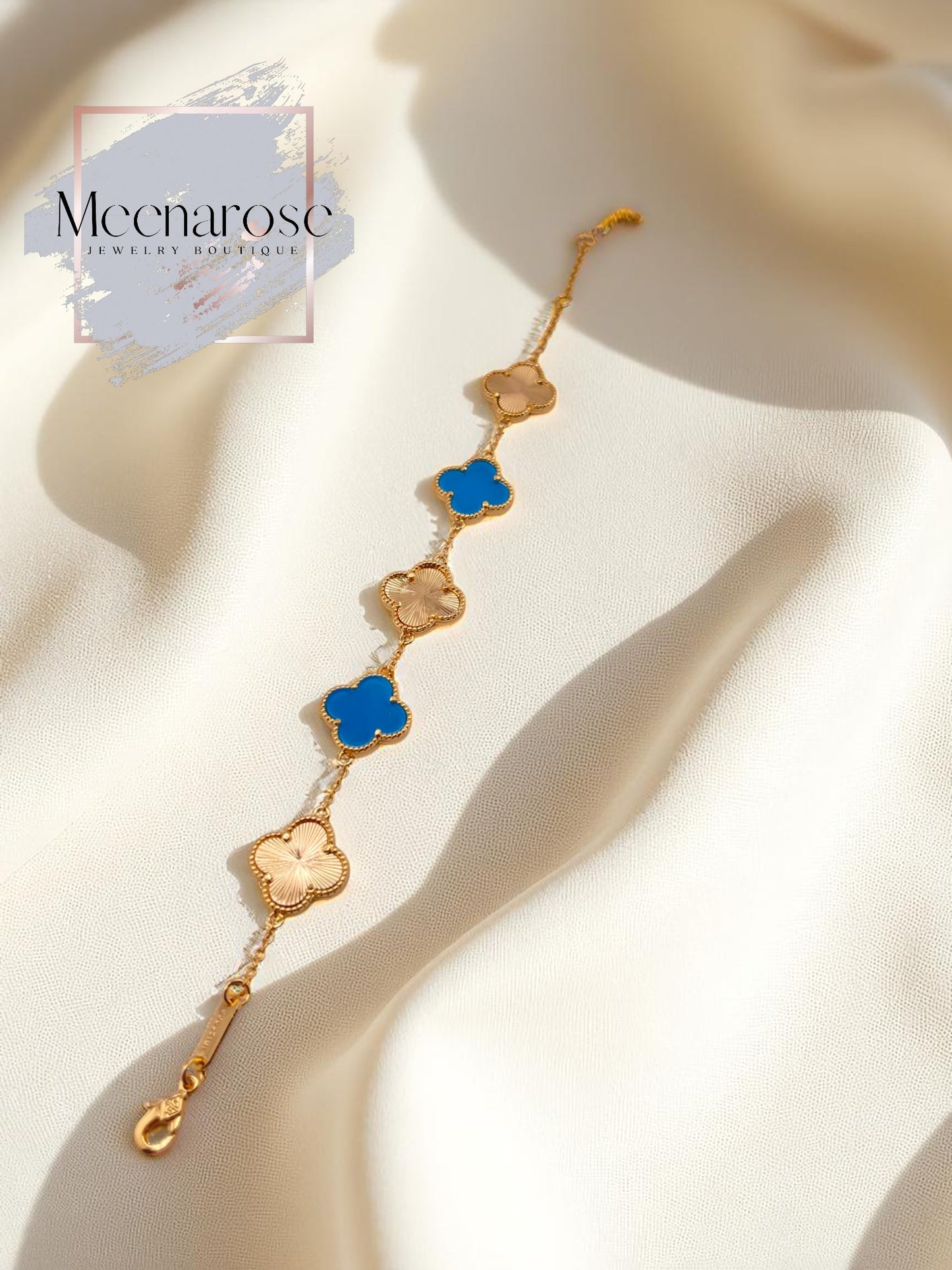 Bracelet-Blue Clover & Gold Clover Stainless Steel