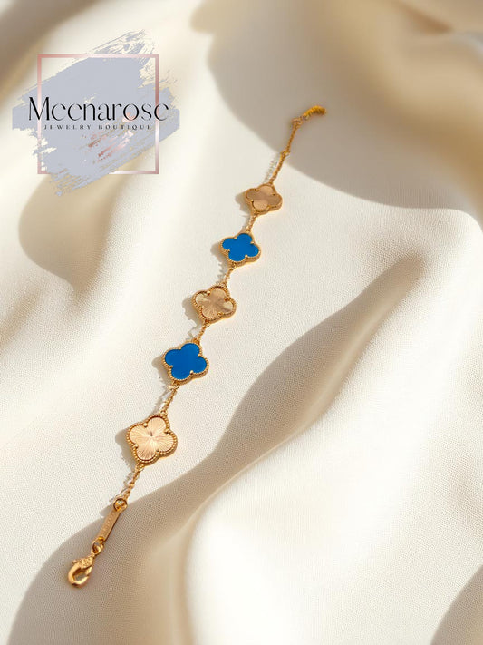 Bracelet-Blue Clover & Gold Clover Stainless Steel