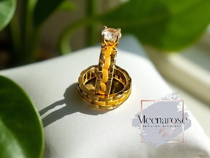 Crystal Stone Twin Ring