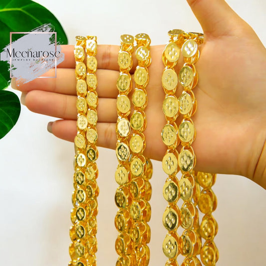 21K gold-plated Qarddon necklace with traditional Middle Eastern coin-style beads