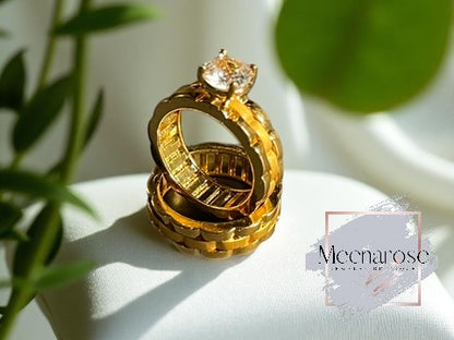 Crystal Stone Twin Ring