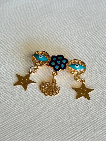 Newborn Blue Flowers and Stars Pins