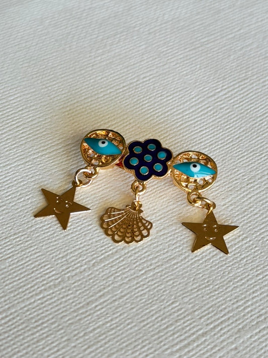 Newborn Blue Flowers and Stars Pins