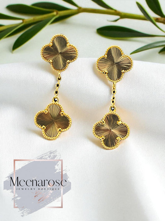 Gold Dual Clover Earrings