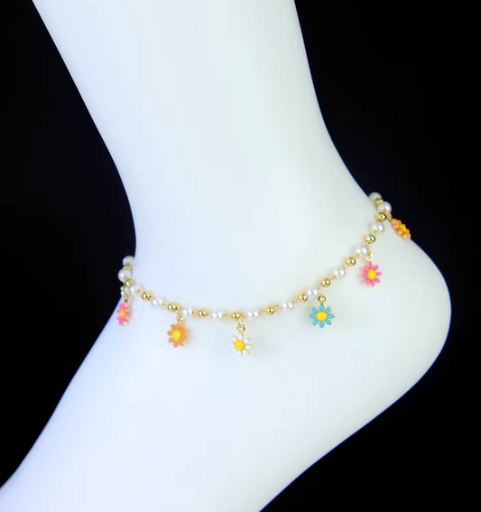 Flower Pearl Anklet