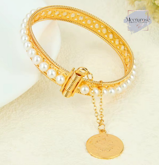 Pearl Screw Bangle Bracelet